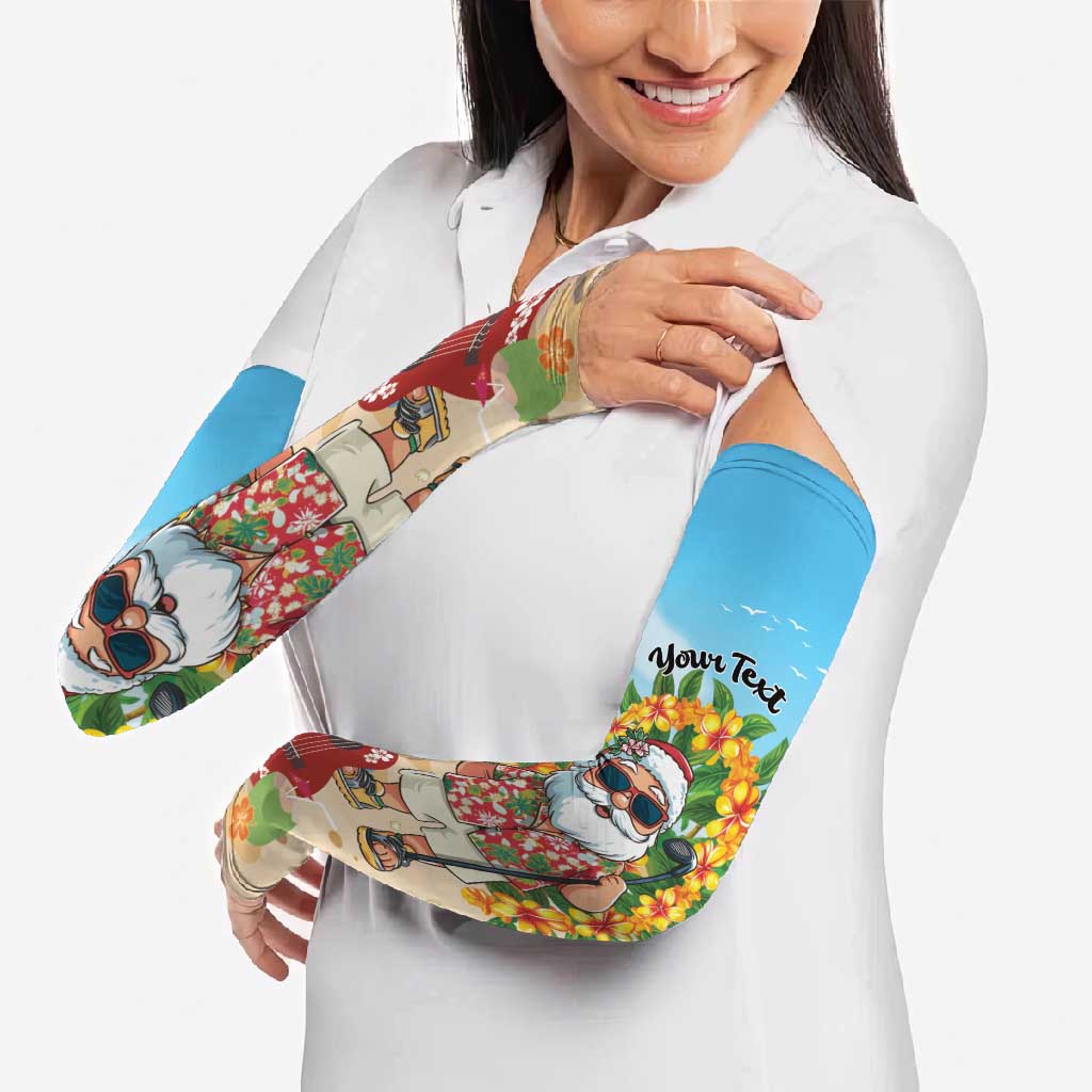 Personalized Hawaii Golf Christmas Arm Sleeves Mele Kalikimaka Funny Golfer Santa - Polynesian Pride