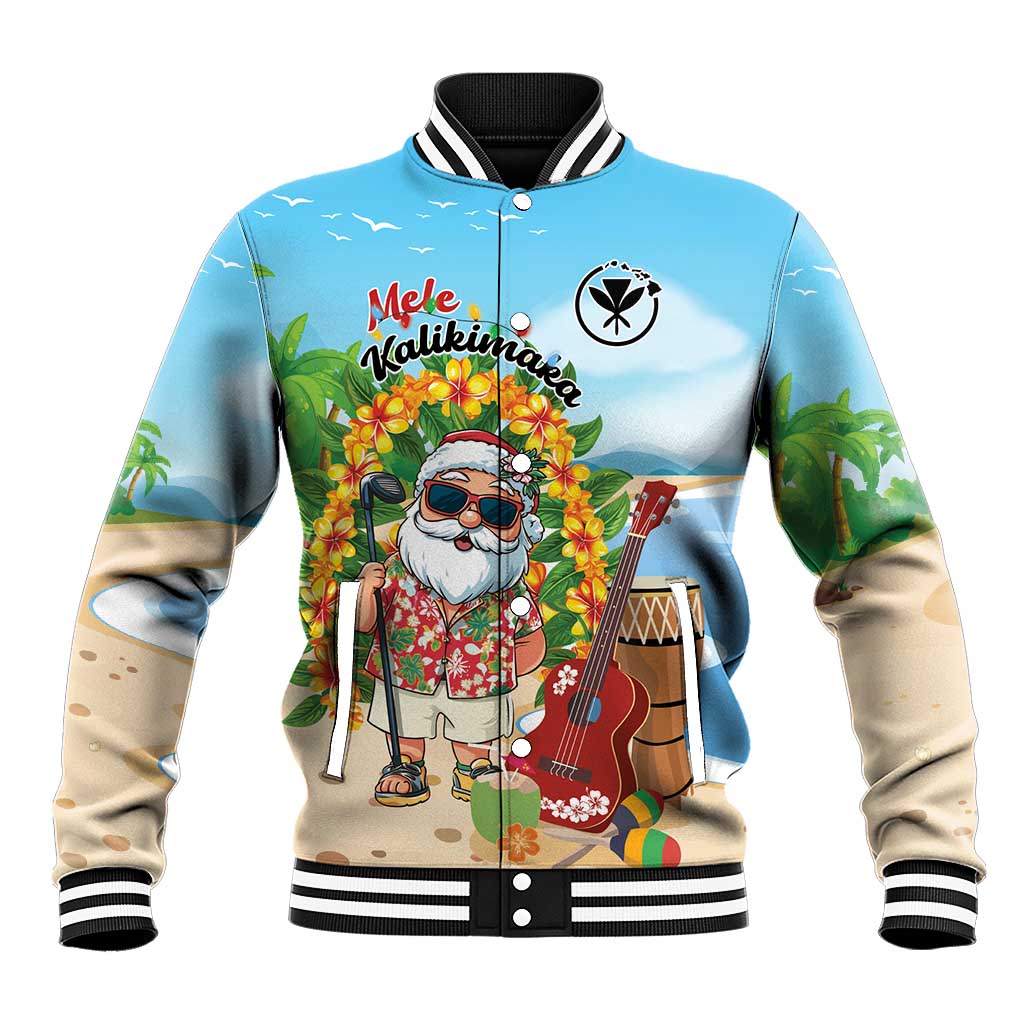 Personalized Hawaii Golf Christmas Baseball Jacket Mele Kalikimaka Funny Golfer Santa - Polynesian Pride