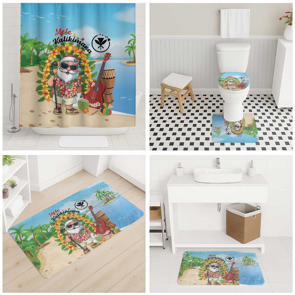 Hawaii Golf Christmas Bathroom Set Mele Kalikimaka Funny Golfer Santa - Polynesian Pride