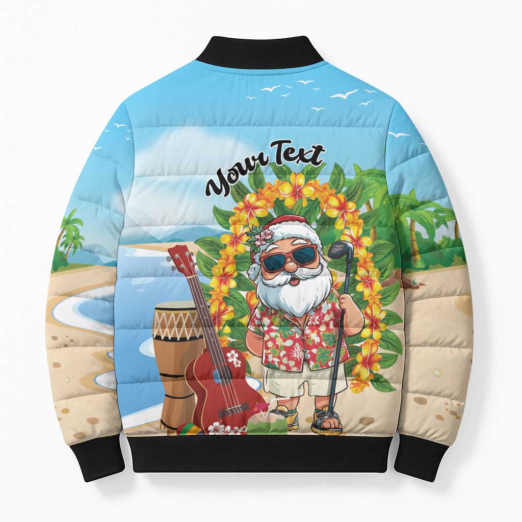 Personalized Hawaii Golf Christmas Bomber Puffer Jacket Mele Kalikimaka Funny Golfer Santa - Polynesian Pride