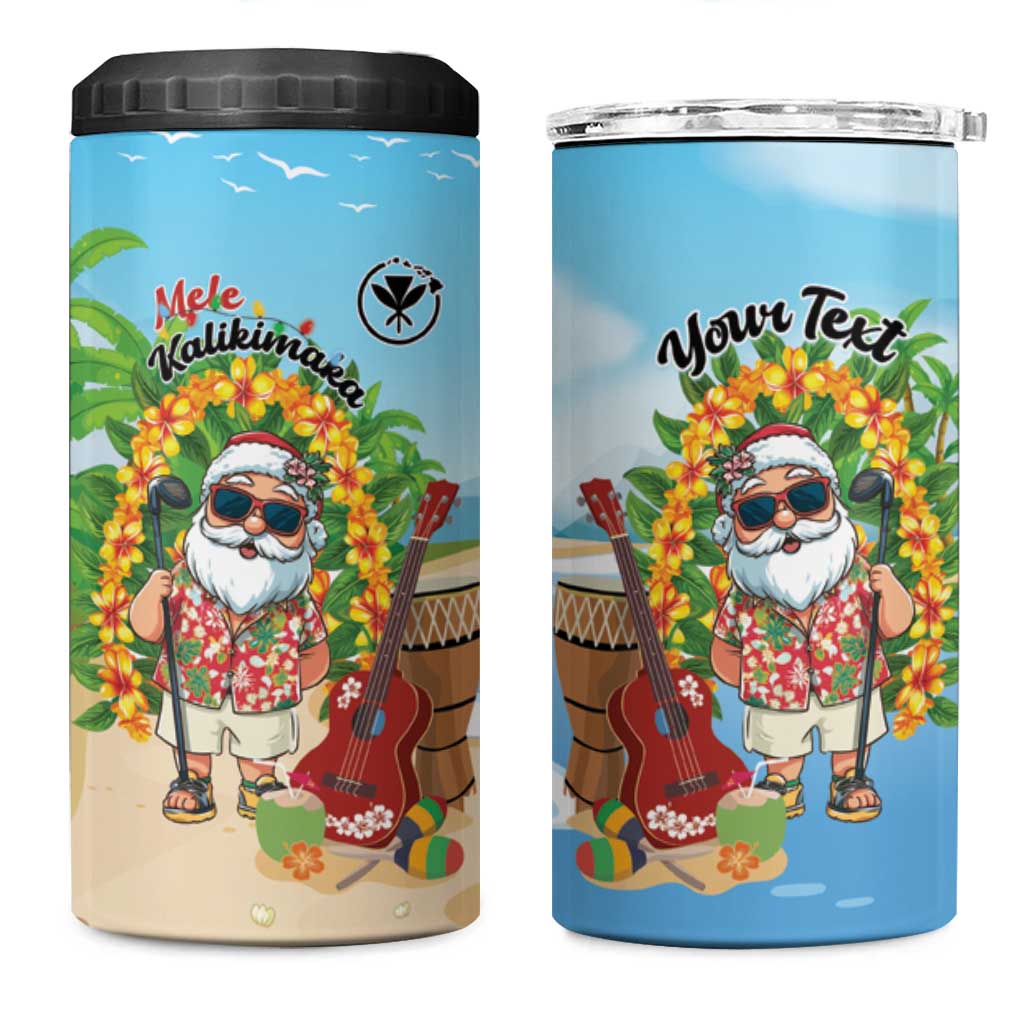 Personalized Hawaii Golf Christmas 4 in 1 Can Cooler Tumbler Mele Kalikimaka Funny Golfer Santa - Polynesian Pride