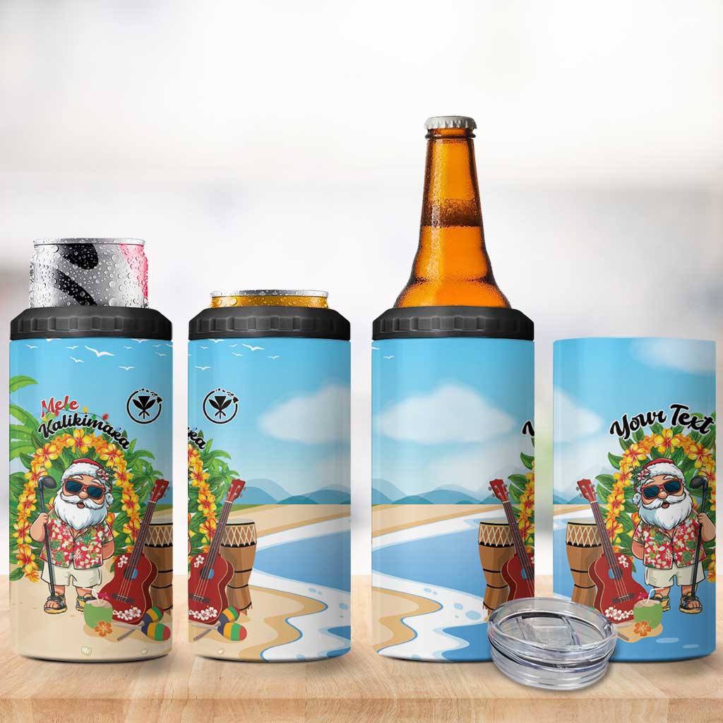 Personalized Hawaii Golf Christmas 4 in 1 Can Cooler Tumbler Mele Kalikimaka Funny Golfer Santa - Polynesian Pride