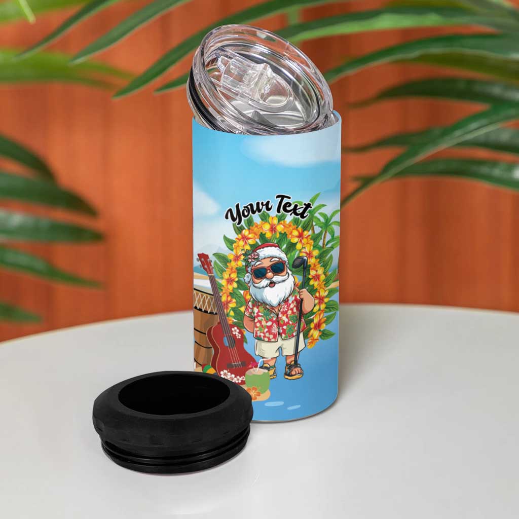 Personalized Hawaii Golf Christmas 4 in 1 Can Cooler Tumbler Mele Kalikimaka Funny Golfer Santa - Polynesian Pride