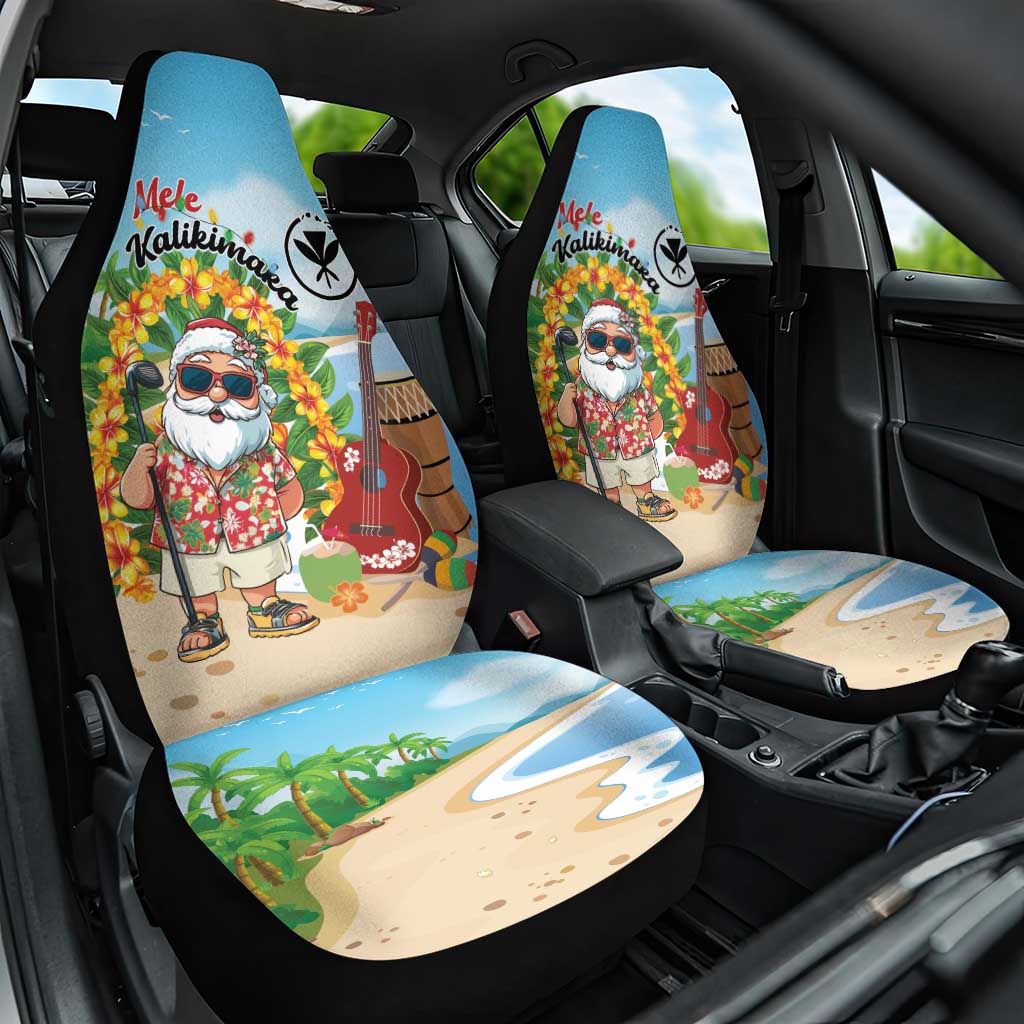 Hawaii Golf Christmas Car Seat Cover Mele Kalikimaka Funny Golfer Santa - Polynesian Pride