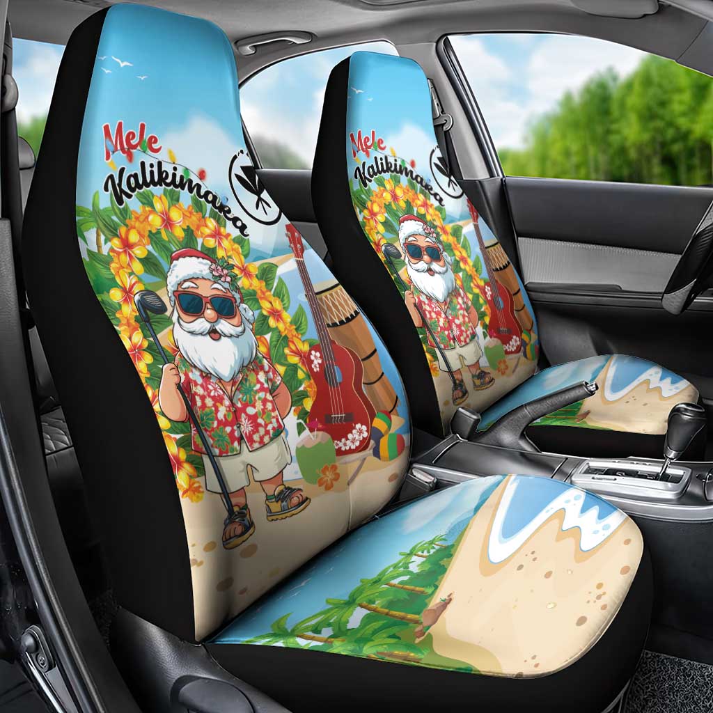 Hawaii Golf Christmas Car Seat Cover Mele Kalikimaka Funny Golfer Santa - Polynesian Pride