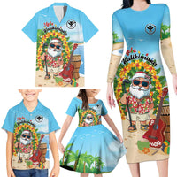Personalized Hawaii Golf Christmas Family Matching Long Sleeve Bodycon Dress and Hawaiian Shirt Mele Kalikimaka Funny Golfer Santa LT01 - Polynesian Pride