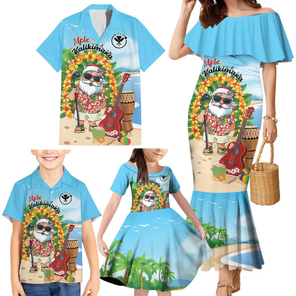 Personalized Hawaii Golf Christmas Family Matching Mermaid Dress and Hawaiian Shirt Mele Kalikimaka Funny Golfer Santa LT01 - Polynesian Pride