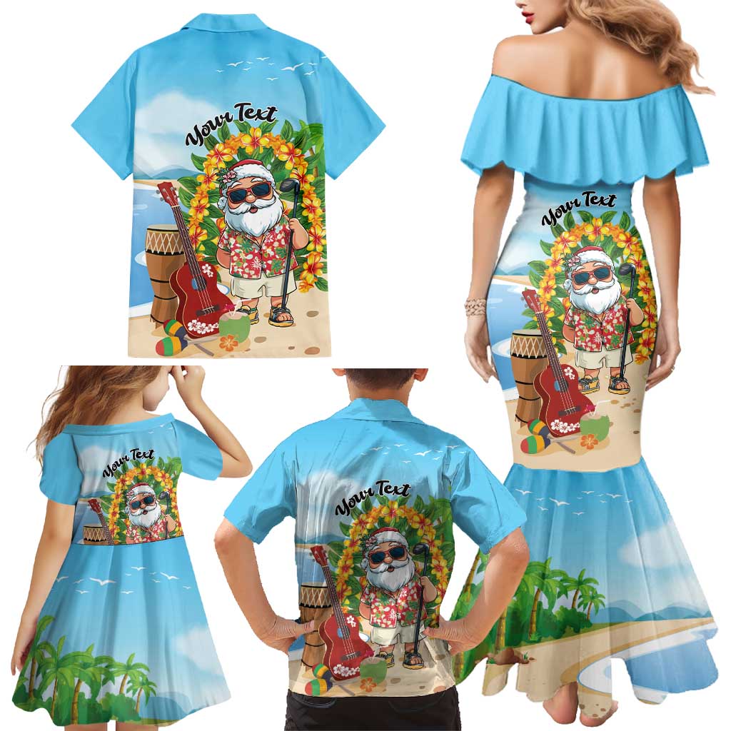 Personalized Hawaii Golf Christmas Family Matching Mermaid Dress and Hawaiian Shirt Mele Kalikimaka Funny Golfer Santa LT01 - Polynesian Pride
