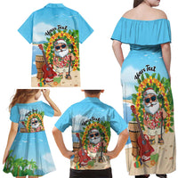 Personalized Hawaii Golf Christmas Family Matching Off Shoulder Maxi Dress and Hawaiian Shirt Mele Kalikimaka Funny Golfer Santa LT01 - Polynesian Pride