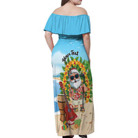 Personalized Hawaii Golf Christmas Family Matching Off Shoulder Maxi Dress and Hawaiian Shirt Mele Kalikimaka Funny Golfer Santa LT01 - Polynesian Pride