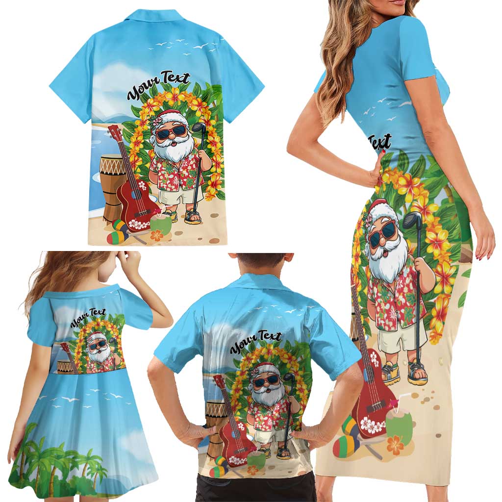 Personalized Hawaii Golf Christmas Family Matching Short Sleeve Bodycon Dress and Hawaiian Shirt Mele Kalikimaka Funny Golfer Santa LT01 - Polynesian Pride