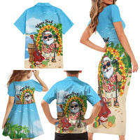 Personalized Hawaii Golf Christmas Family Matching Short Sleeve Bodycon Dress and Hawaiian Shirt Mele Kalikimaka Funny Golfer Santa LT01 - Polynesian Pride