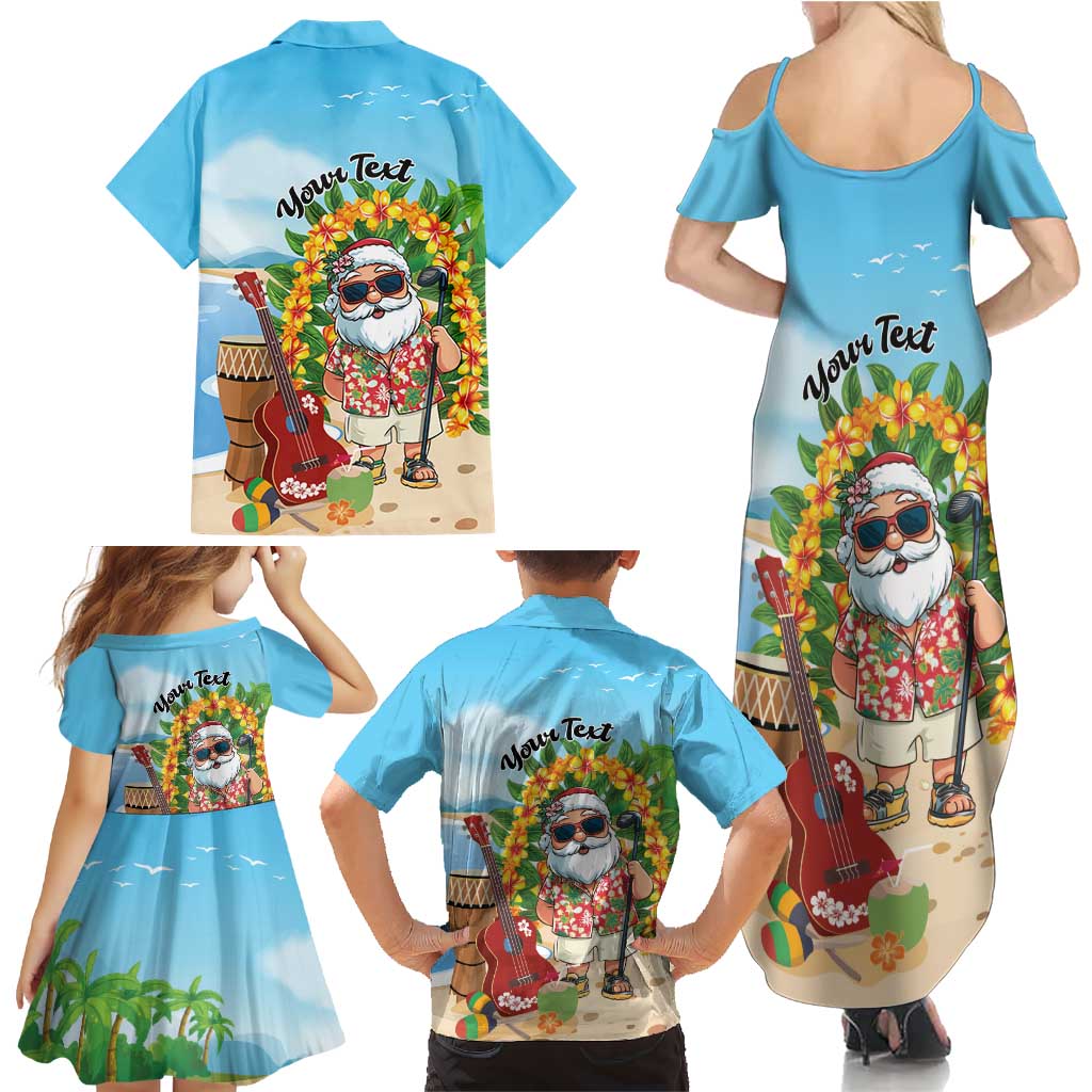 Personalized Hawaii Golf Christmas Family Matching Summer Maxi Dress and Hawaiian Shirt Mele Kalikimaka Funny Golfer Santa LT01 - Polynesian Pride