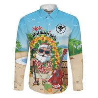 Personalized Hawaii Golf Christmas Family Matching Tank Maxi Dress and Hawaiian Shirt Mele Kalikimaka Funny Golfer Santa LT01 Dad's Shirt - Long Sleeve Blue - Polynesian Pride
