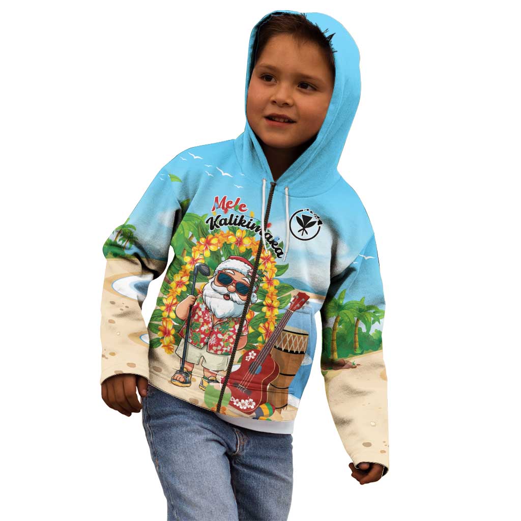 Personalized Hawaii Golf Christmas Kid Hoodie Mele Kalikimaka Funny Golfer Santa - Polynesian Pride