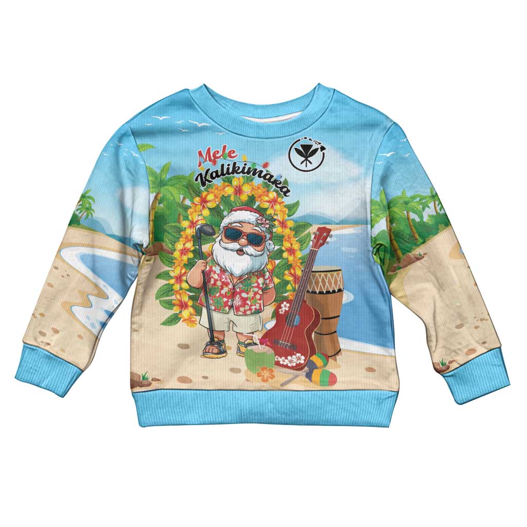 Personalized Hawaii Golf Christmas Kid Ugly Christmas Sweater Mele Kalikimaka Funny Golfer Santa - Polynesian Pride
