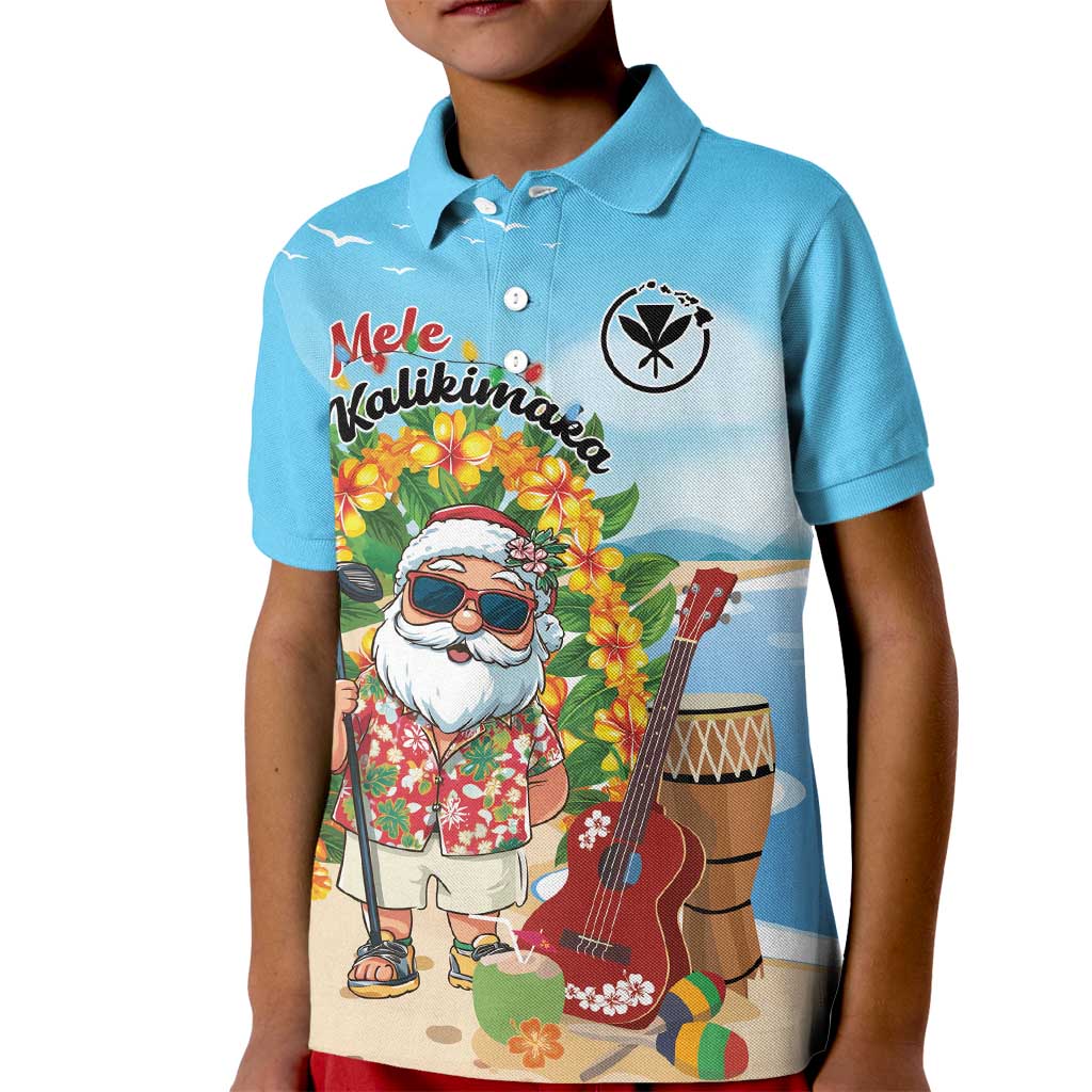 Personalized Hawaii Golf Christmas Kid Polo Shirt Mele Kalikimaka Funny Golfer Santa - Polynesian Pride