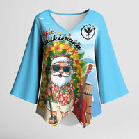 Personalized Hawaii Golf Christmas Kimono Sleeve Blouse Mele Kalikimaka Funny Golfer Santa - Polynesian Pride