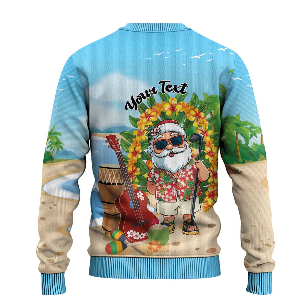 Personalized Hawaii Golf Christmas Ugly Christmas Sweater Mele Kalikimaka Funny Golfer Santa - Polynesian Pride