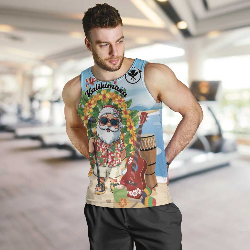 Personalized Hawaii Golf Christmas Men Tank Top Mele Kalikimaka Funny Golfer Santa - Polynesian Pride