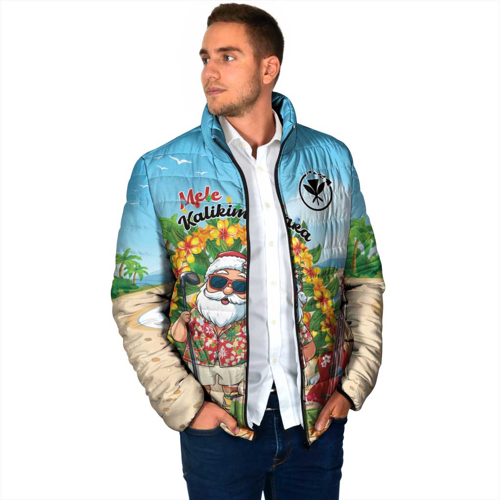 Personalized Hawaii Golf Christmas Padded Jacket Mele Kalikimaka Funny Golfer Santa - Polynesian Pride