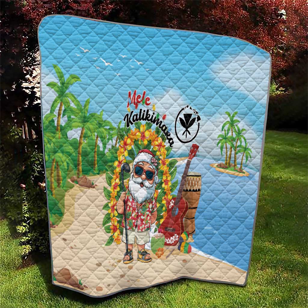 Hawaii Golf Christmas Quilt Mele Kalikimaka Funny Golfer Santa - Polynesian Pride