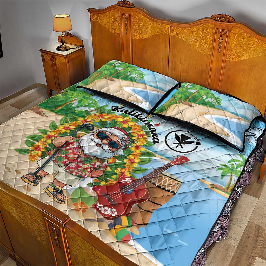 Hawaii Golf Christmas Quilt Bed Set Mele Kalikimaka Funny Golfer Santa - Polynesian Pride
