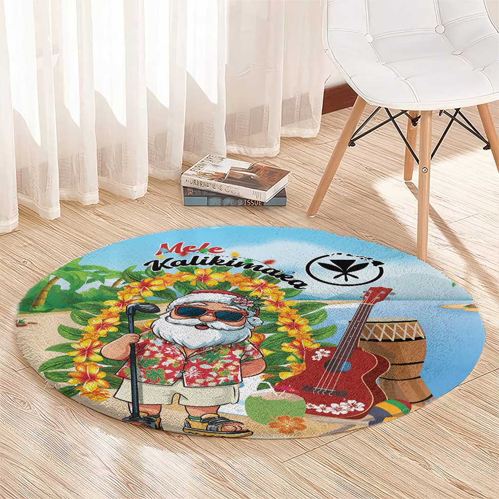 Hawaii Golf Christmas Round Carpet Mele Kalikimaka Funny Golfer Santa - Polynesian Pride