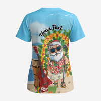 Personalized Hawaii Golf Christmas Scrub Top Mele Kalikimaka Funny Golfer Santa - Polynesian Pride