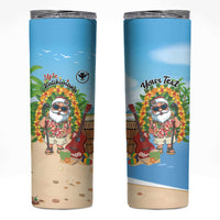 Personalized Hawaii Golf Christmas Skinny Tumbler Mele Kalikimaka Funny Golfer Santa - Polynesian Pride