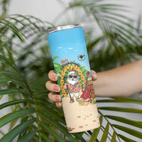 Personalized Hawaii Golf Christmas Skinny Tumbler Mele Kalikimaka Funny Golfer Santa - Polynesian Pride