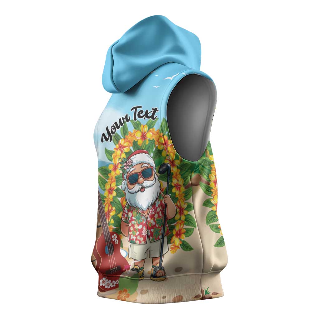 Personalized Hawaii Golf Christmas Sleeveless Hoodie Mele Kalikimaka Funny Golfer Santa - Polynesian Pride
