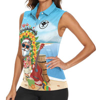 Personalized Hawaii Golf Christmas Women Sleeveless Polo Shirt Mele Kalikimaka Funny Golfer Santa - Polynesian Pride