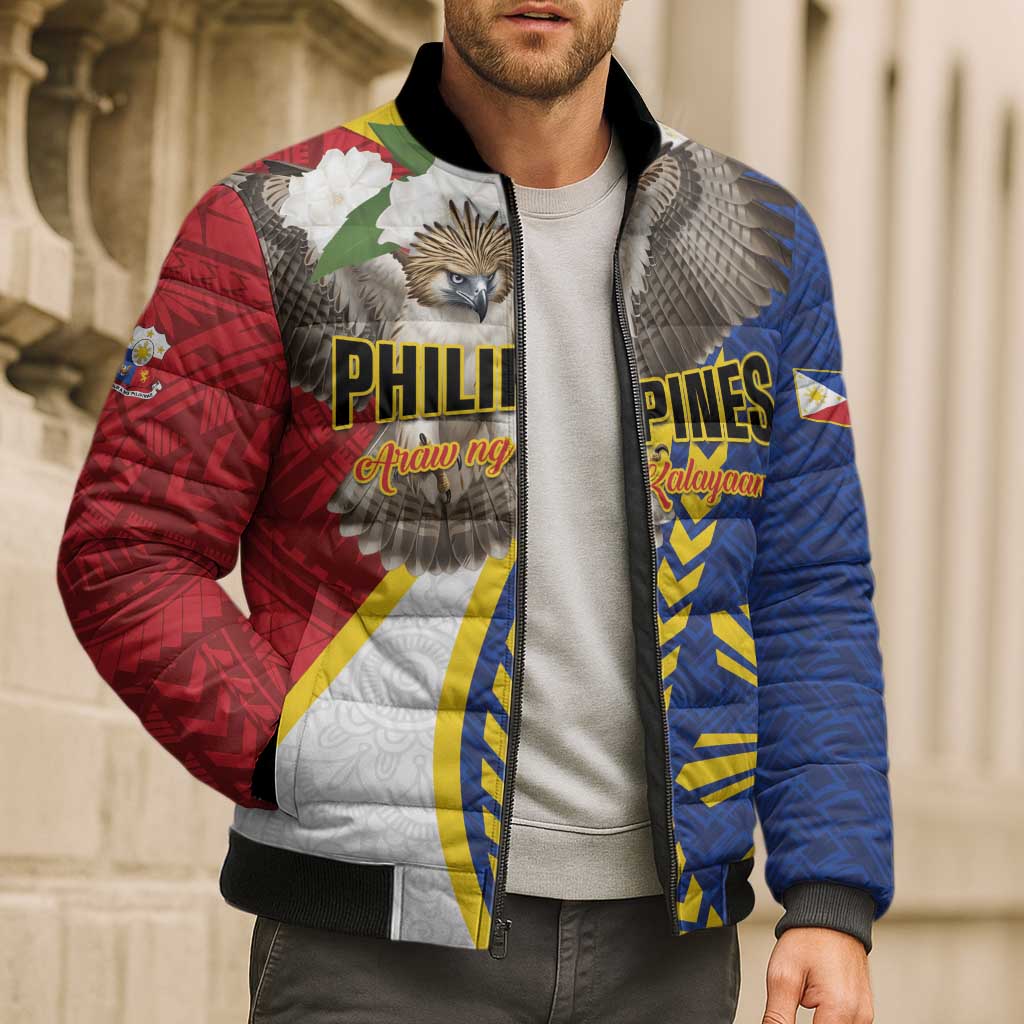Personalized Philippines Bomber Puffer Jacket Filipino Araw ng Kalayaan