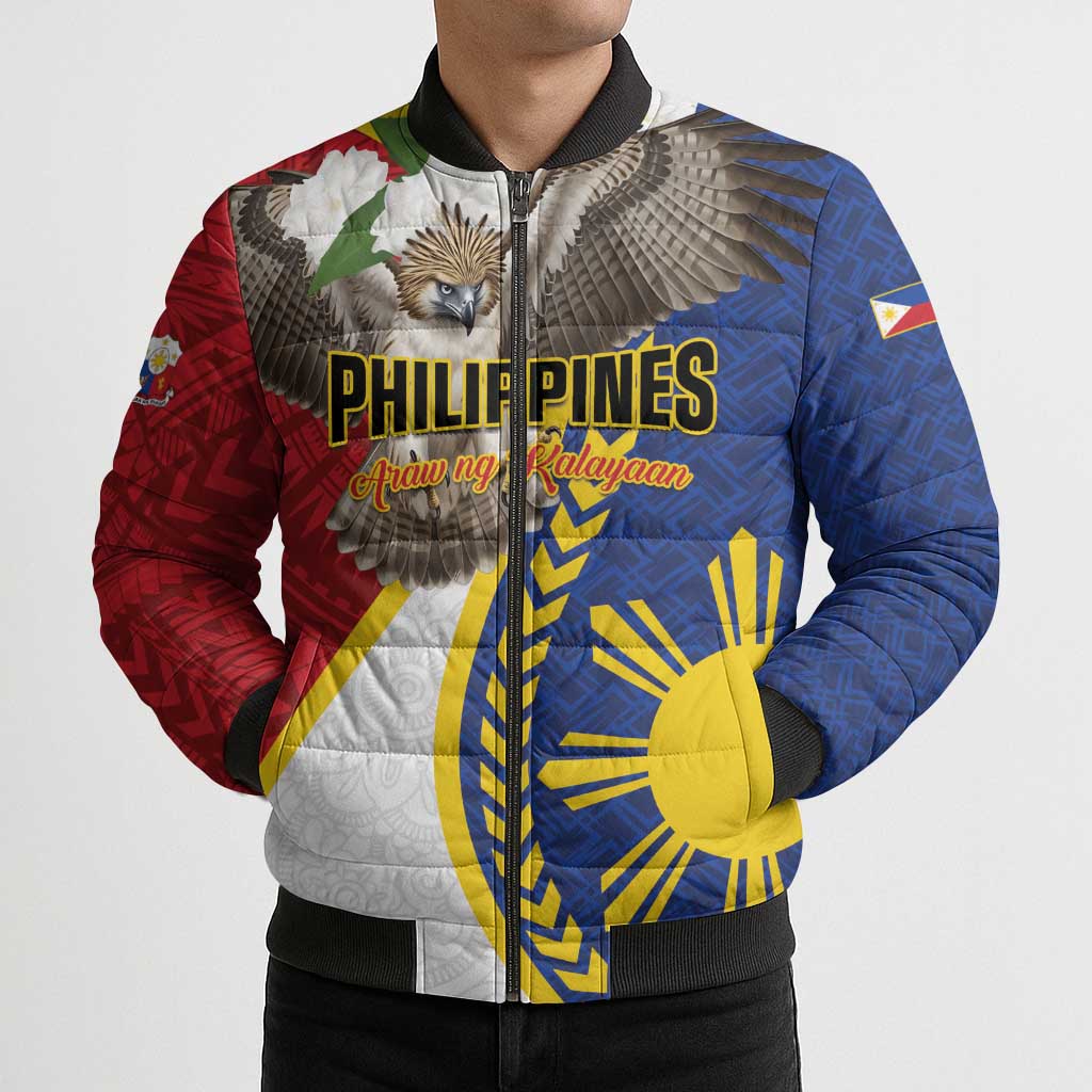 Personalized Philippines Bomber Puffer Jacket Filipino Araw ng Kalayaan