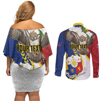 Personalized Philippines Couples Matching Off Shoulder Short Dress and Long Sleeve Button Shirt Filipino Araw ng Kalayaan