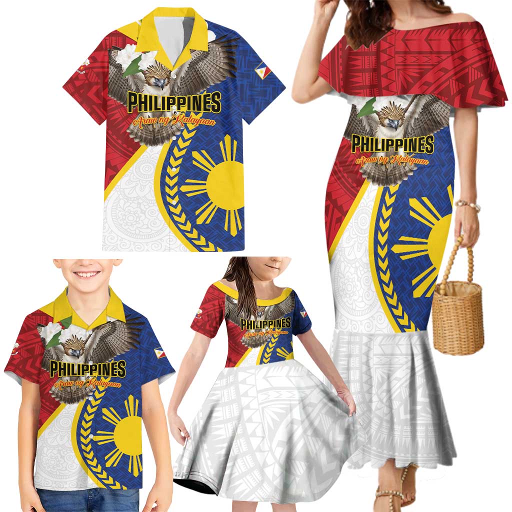 Personalized Philippines Family Matching Mermaid Dress and Hawaiian Shirt Filipino Araw ng Kalayaan