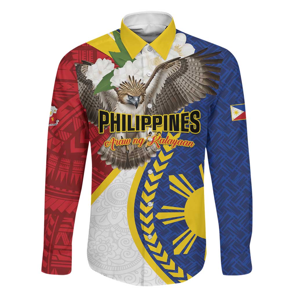 Personalized Philippines Family Matching Off The Shoulder Long Sleeve Dress and Hawaiian Shirt Filipino Araw ng Kalayaan LT01 Dad's Shirt - Long Sleeve Multicolor - Polynesian Pride