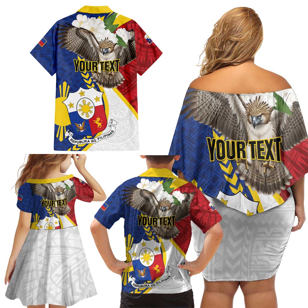 Personalized Philippines Family Matching Off Shoulder Short Dress and Hawaiian Shirt Filipino Araw ng Kalayaan LT01 - Polynesian Pride