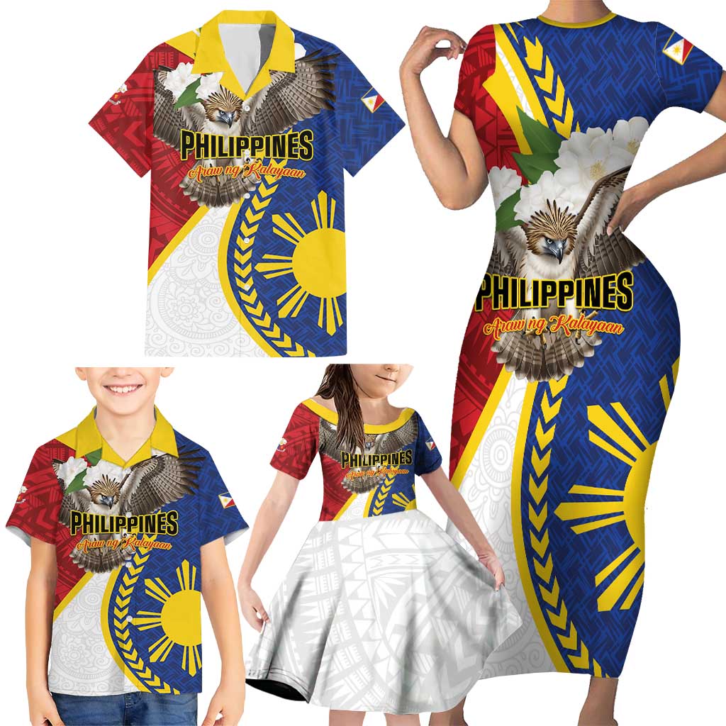 Personalized Philippines Family Matching Short Sleeve Bodycon Dress and Hawaiian Shirt Filipino Araw ng Kalayaan LT01 - Polynesian Pride