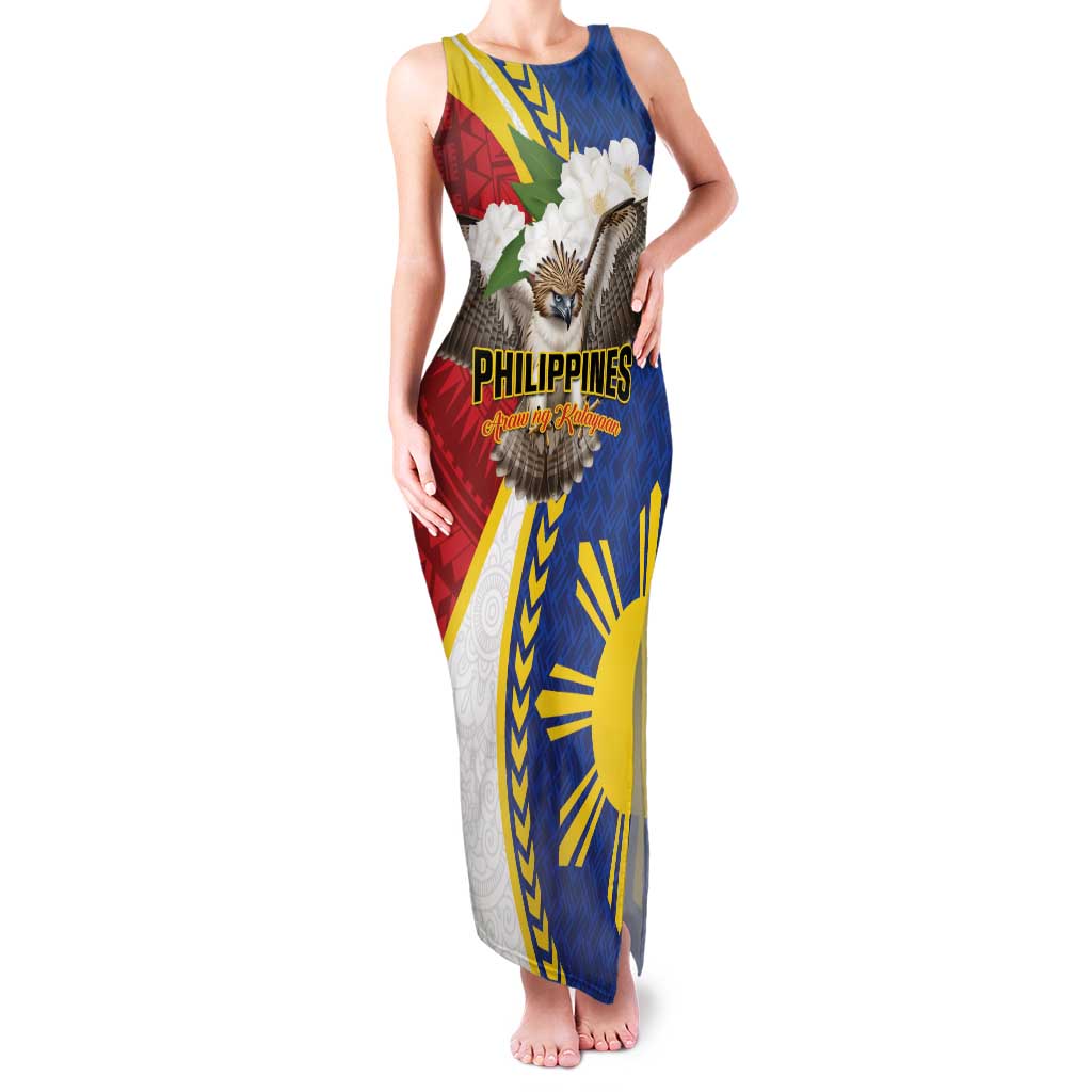 Personalized Philippines Family Matching Tank Maxi Dress and Hawaiian Shirt Filipino Araw ng Kalayaan LT01 Mom's Dress Multicolor - Polynesian Pride