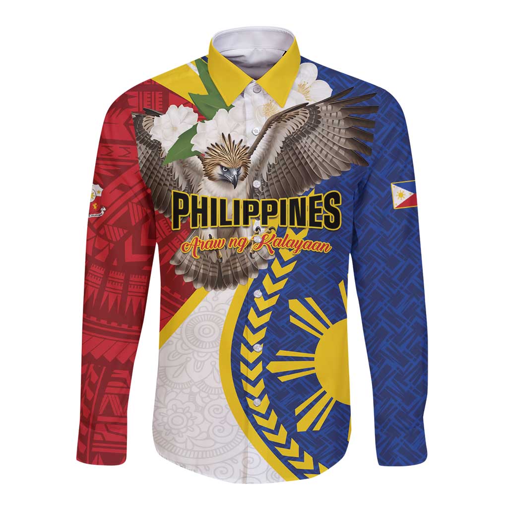 Personalized Philippines Long Sleeve Button Shirt Filipino Araw ng Kalayaan