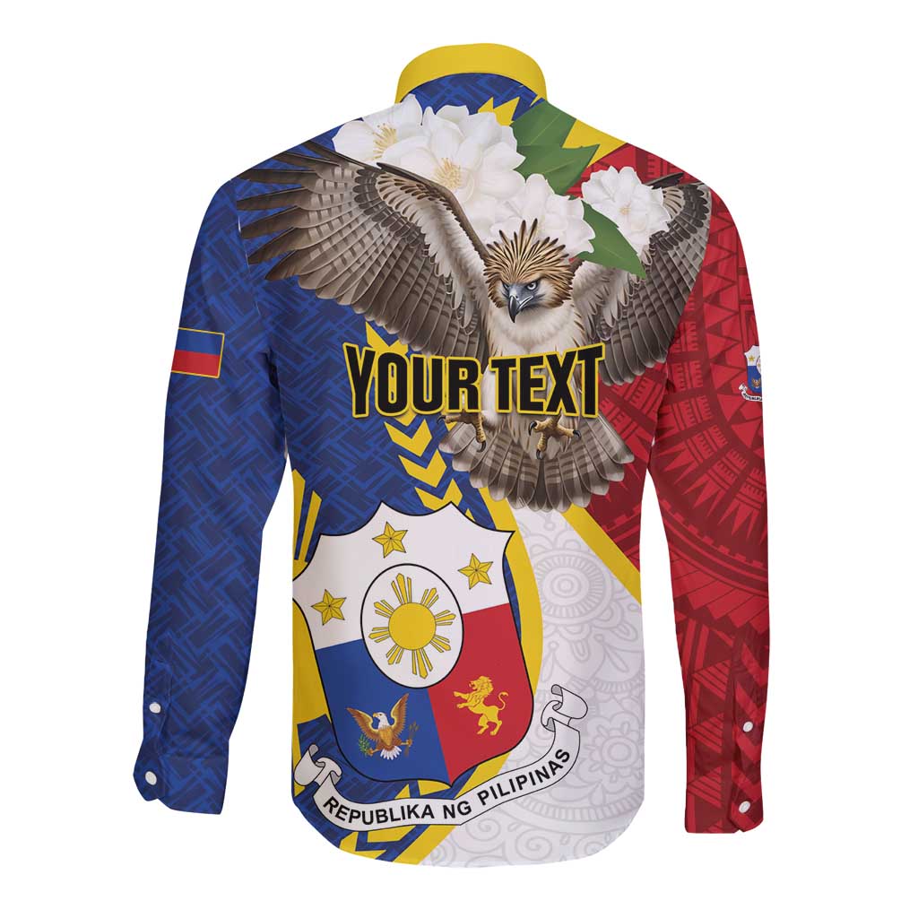 Personalized Philippines Long Sleeve Button Shirt Filipino Araw ng Kalayaan