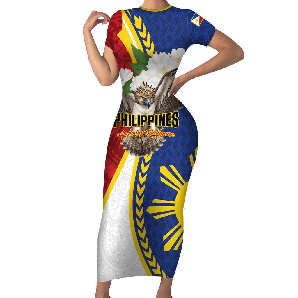 Personalized Philippines Short Sleeve Bodycon Dress Filipino Araw ng Kalayaan