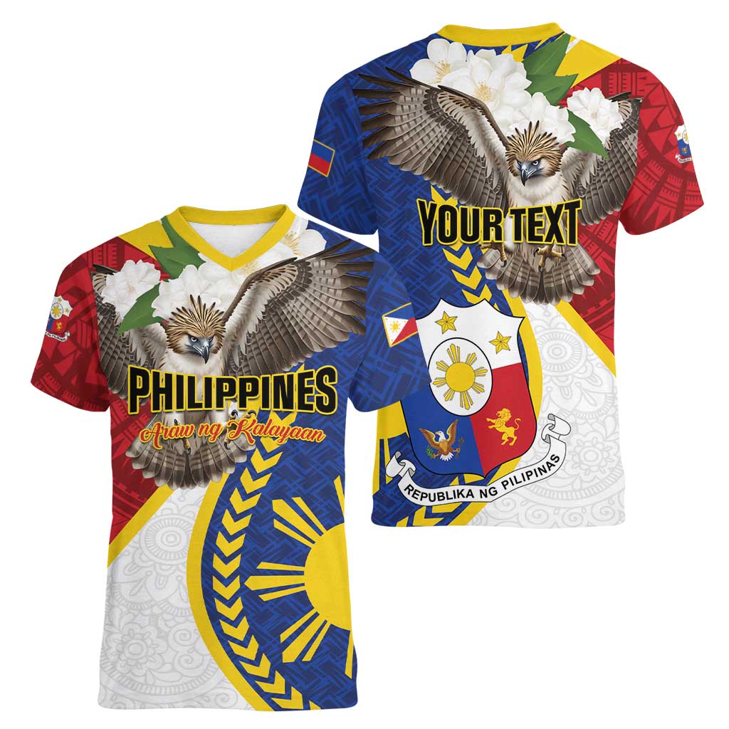 Personalized Philippines Women V-Neck T-Shirt Filipino Araw ng Kalayaan