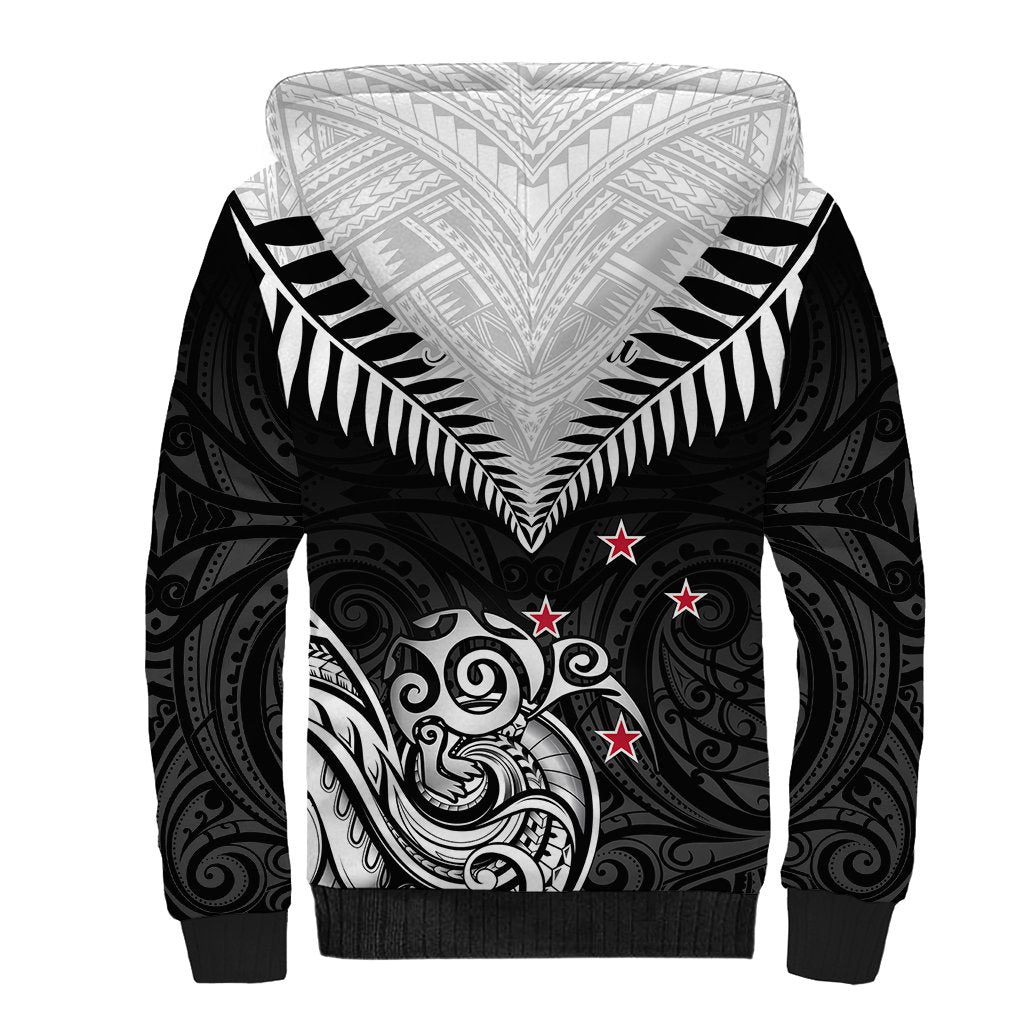 New Zealand Sherpa Hoodie Aotearoa Maori Kiwi Black Fern LT01 - Polynesian Pride