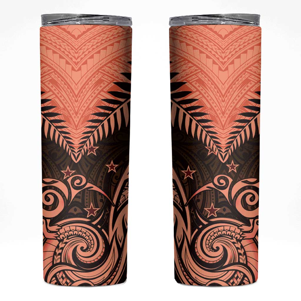 New Zealand Skinny Tumbler Aotearoa Maori Kiwi Orange Fern
