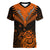Personalised New Zealand Women V Neck T Shirt Aotearoa Maori Kiwi Orange Fern LT01 Female Orange - Polynesian Pride