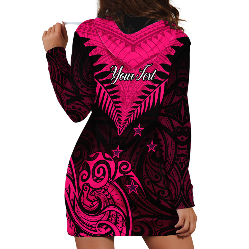 Personalised Aotearoa Hoodie Dress Maori Kiwi Pink Fern LT01 - Polynesian Pride