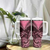 Aotearoa Tumbler With Handle Maori Kiwi Pink Fern